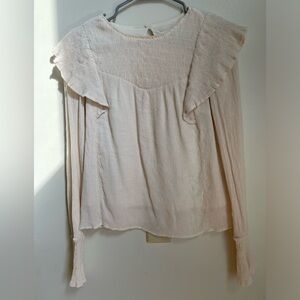 &merci Cream Ruffle Detail Blouse